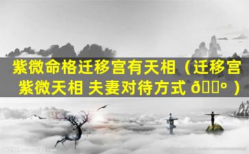 紫微命格迁移宫有天相（迁移宫紫微天相 夫妻对待方式 🌺 ）
